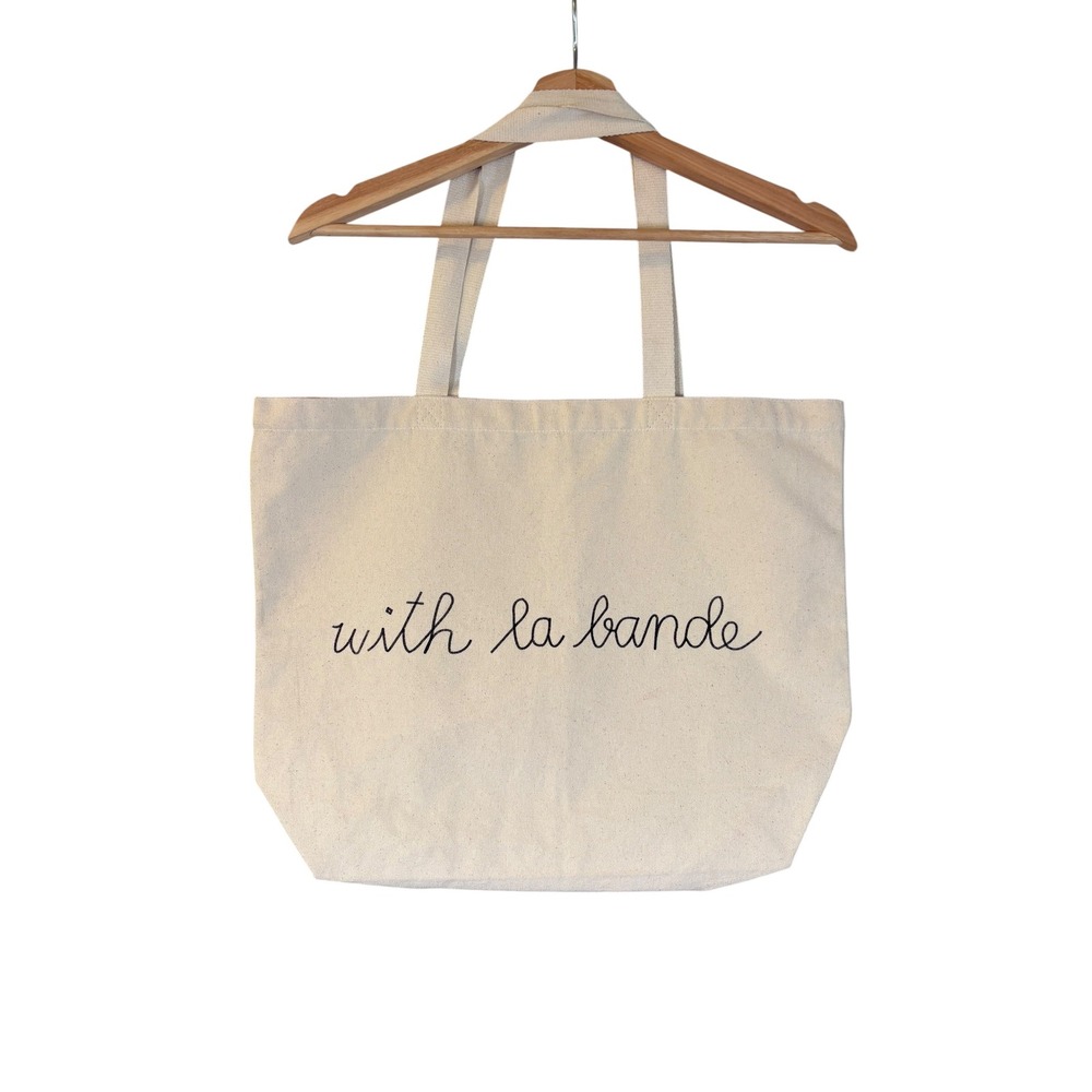 La Ligne Cotton Canvas Extra Large Tote Bag With La Bande Neutral Shopping - Picture 3 of 7